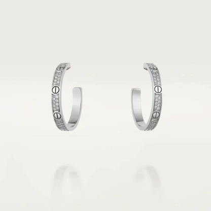 [⭐Veyra]LOVE DIAMOND SILVER HOOP EARRINGS