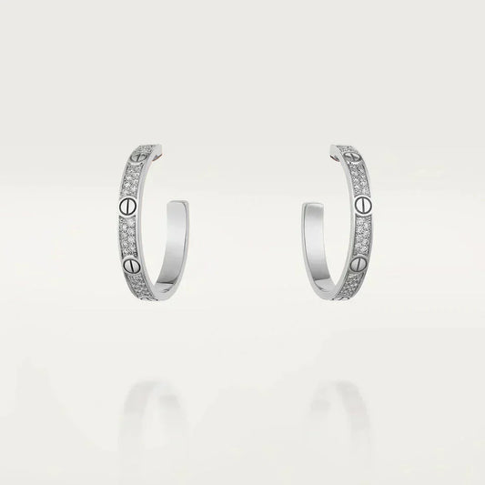 [⭐Veyra]LOVE DIAMOND SILVER HOOP EARRINGS