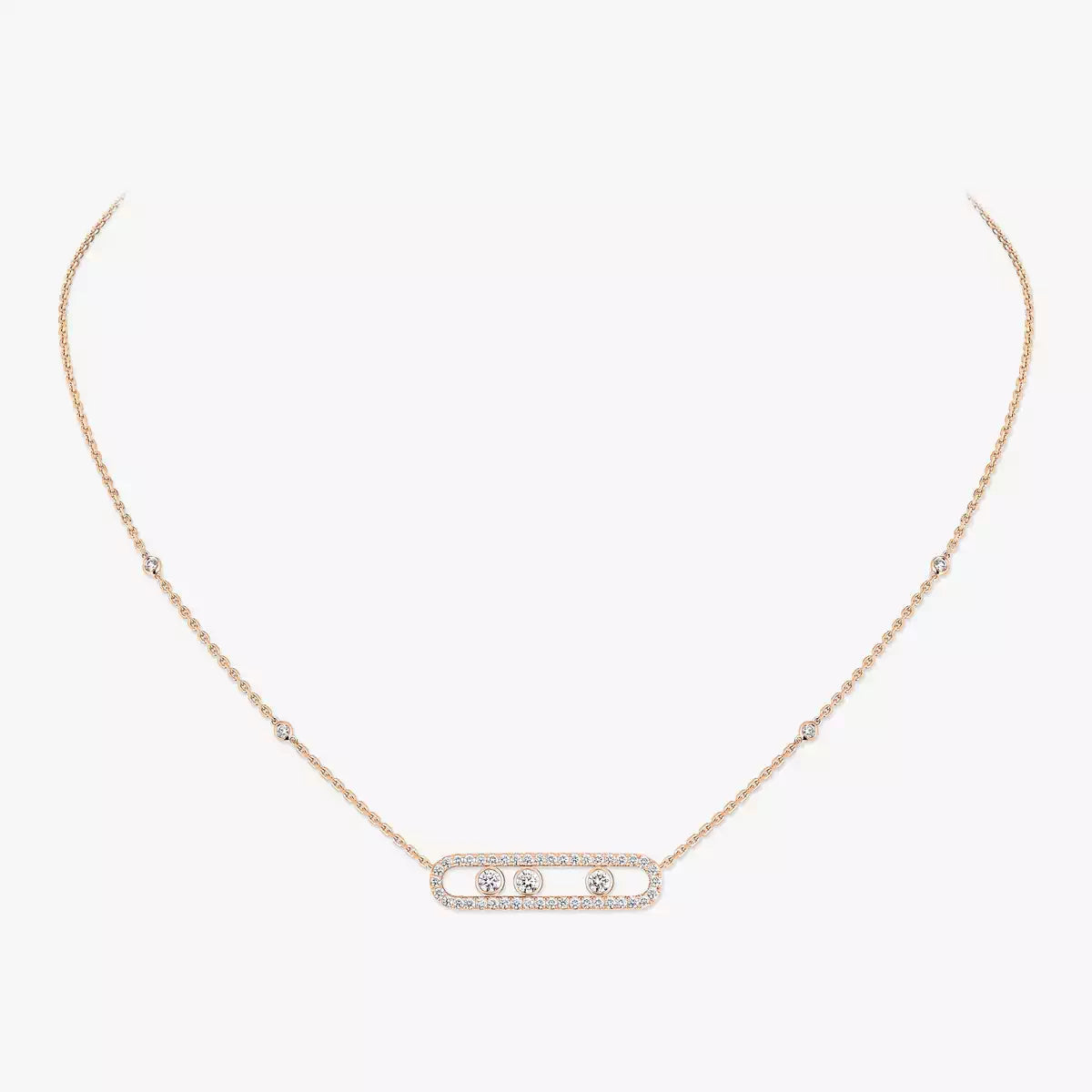 [⭐Veyra] Move Pave_ Rose Gold Diamond Necklace