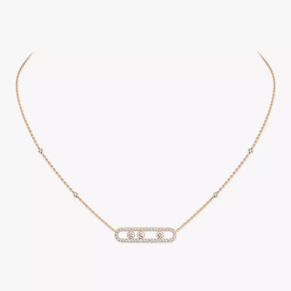 [⭐Veyra] Move Pave_ Rose Gold Diamond Necklace