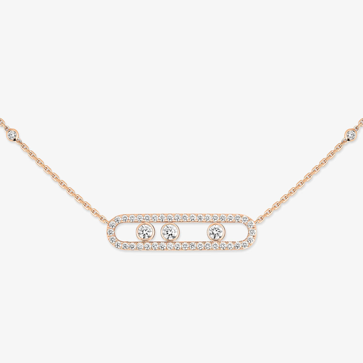 [⭐Veyra] Move Pave_ Rose Gold Diamond Necklace