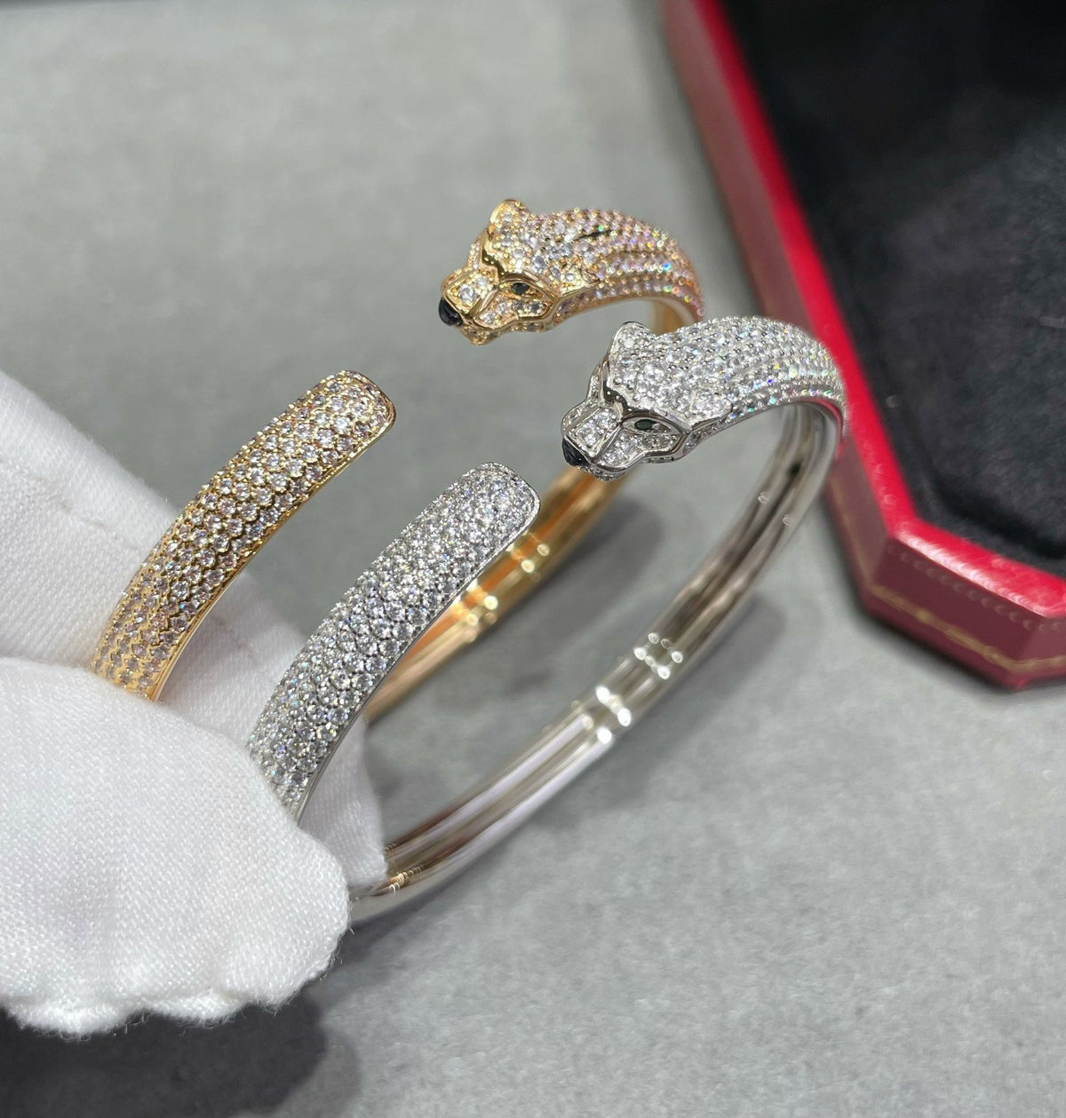 [⭐Veyra]PANTHERE FULL DIAMOND OPEN BRACELET