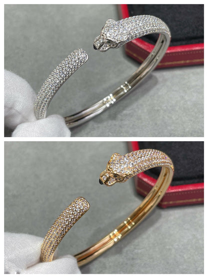 [⭐Veyra]PANTHERE FULL DIAMOND OPEN BRACELET