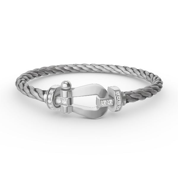 [⭐Veyra]FORCE LARGE HORSESHOE HALF DIAMOND BRACELET SILVER