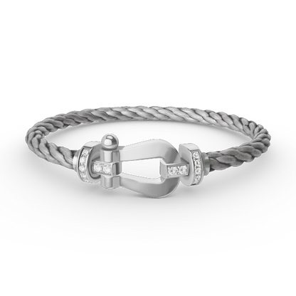 [⭐Veyra]FORCE LARGE HORSESHOE HALF DIAMOND BRACELET SILVER