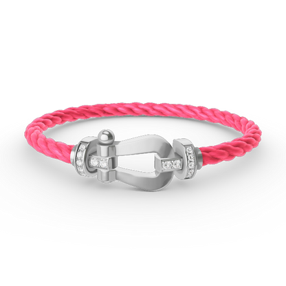 [⭐Veyra]FORCE LARGE HORSESHOE HALF DIAMOND BRACELET SILVER