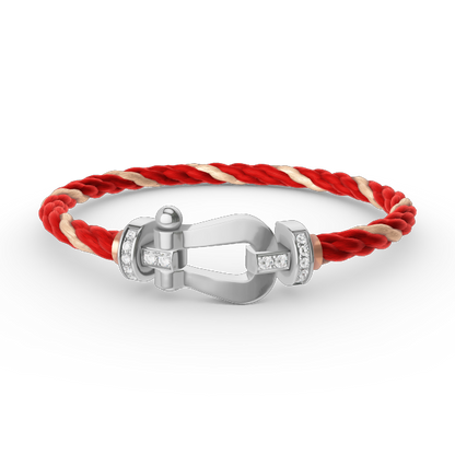 [⭐Veyra]FORCE LARGE HORSESHOE HALF DIAMOND BRACELET SILVER