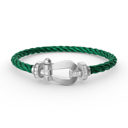 [⭐Veyra]FORCE LARGE HORSESHOE HALF DIAMOND BRACELET SILVER