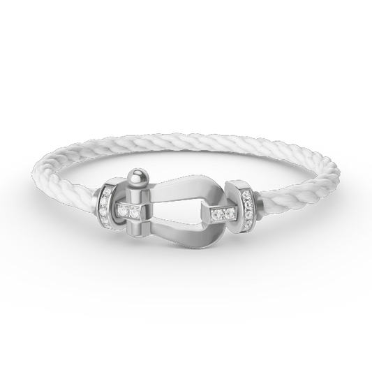 [⭐Veyra]FORCE LARGE HORSESHOE HALF DIAMOND BRACELET SILVER