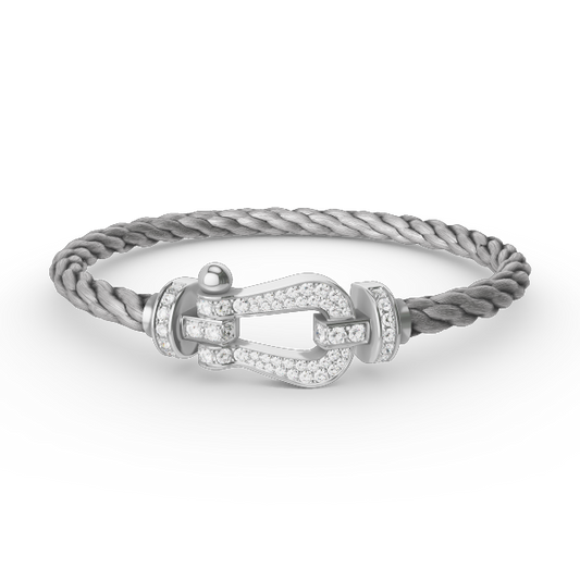 [⭐Veyra]FORCE LARGE HORSESHOE FULL DIAMOND BRACELET SILVER