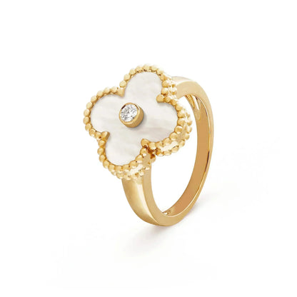 [⭐Veyra]CLOVER PINK MOP RING GOLD DIAMOND